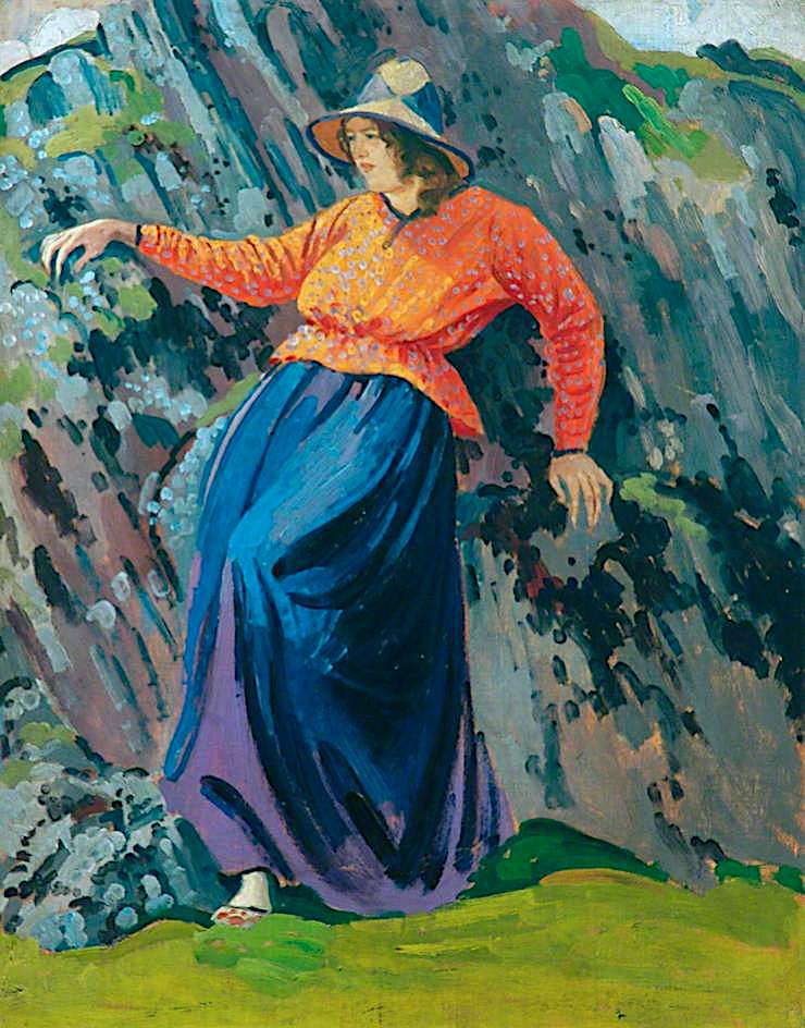 Lyndra by  the Rocks, vintage artwork by Derwent Lees, 12x8" (A4) Poster
