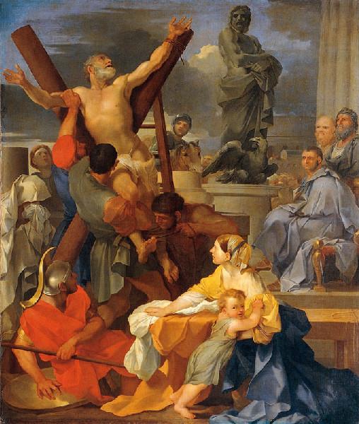 The Martyrdom of Saint Andrew, vintage artwork by Sebastien Bourdon, 12x8" (A4) Poster