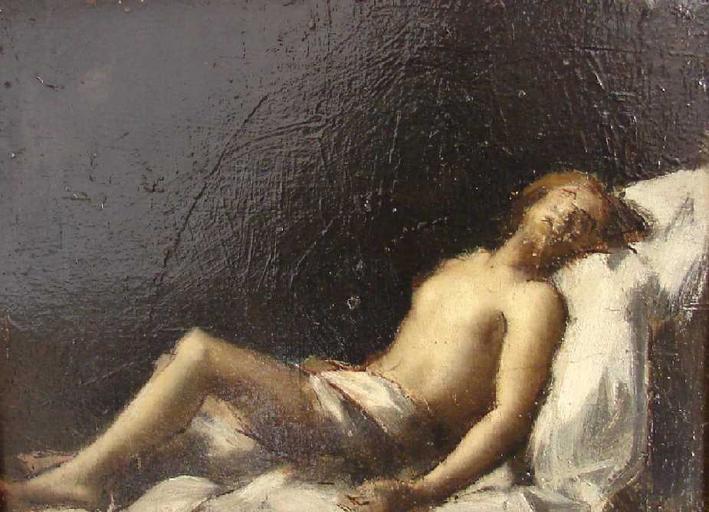 Christ mort depose de la croix (recto), vintage artwork by Jean-Jacques Henner, 12x8" (A4) Poster