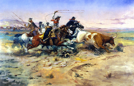 The Heard Quitter, vintage artwork by Charles Marion Russell, 12x8" (A4) Poster
