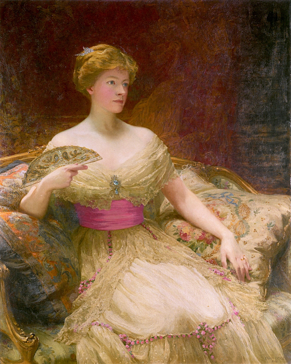 Portrait of Mrs. Austin Mackenzie, vintage artwork by Sir Francis Bernard (Frank) Dicksee, 12x8" (A4) Poster
