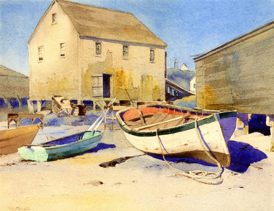 Fish Beach, Monhegan Island, vintage artwork by Samuel P. R. Triscott, 12x8" (A4) Poster