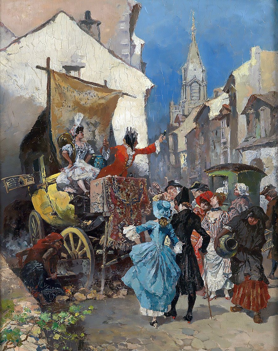 Fairground Seller, vintage artwork by Frederik Henrdik Kaemmerer, 12x8" (A4) Poster