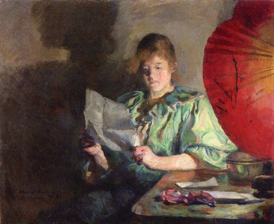 Evening Interior, vintage artwork by Harriet Backer, 12x8" (A4) Poster