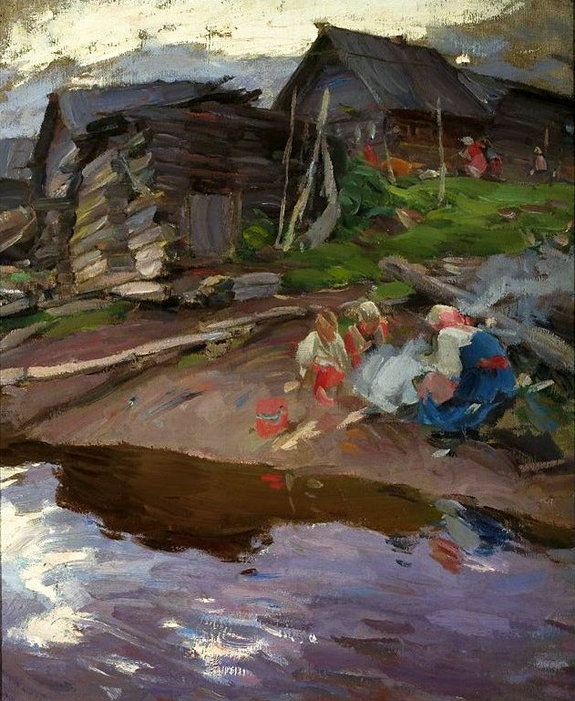 In the Evening, vintage artwork by Abram Efimovich Arkhipov, 12x8" (A4) Poster