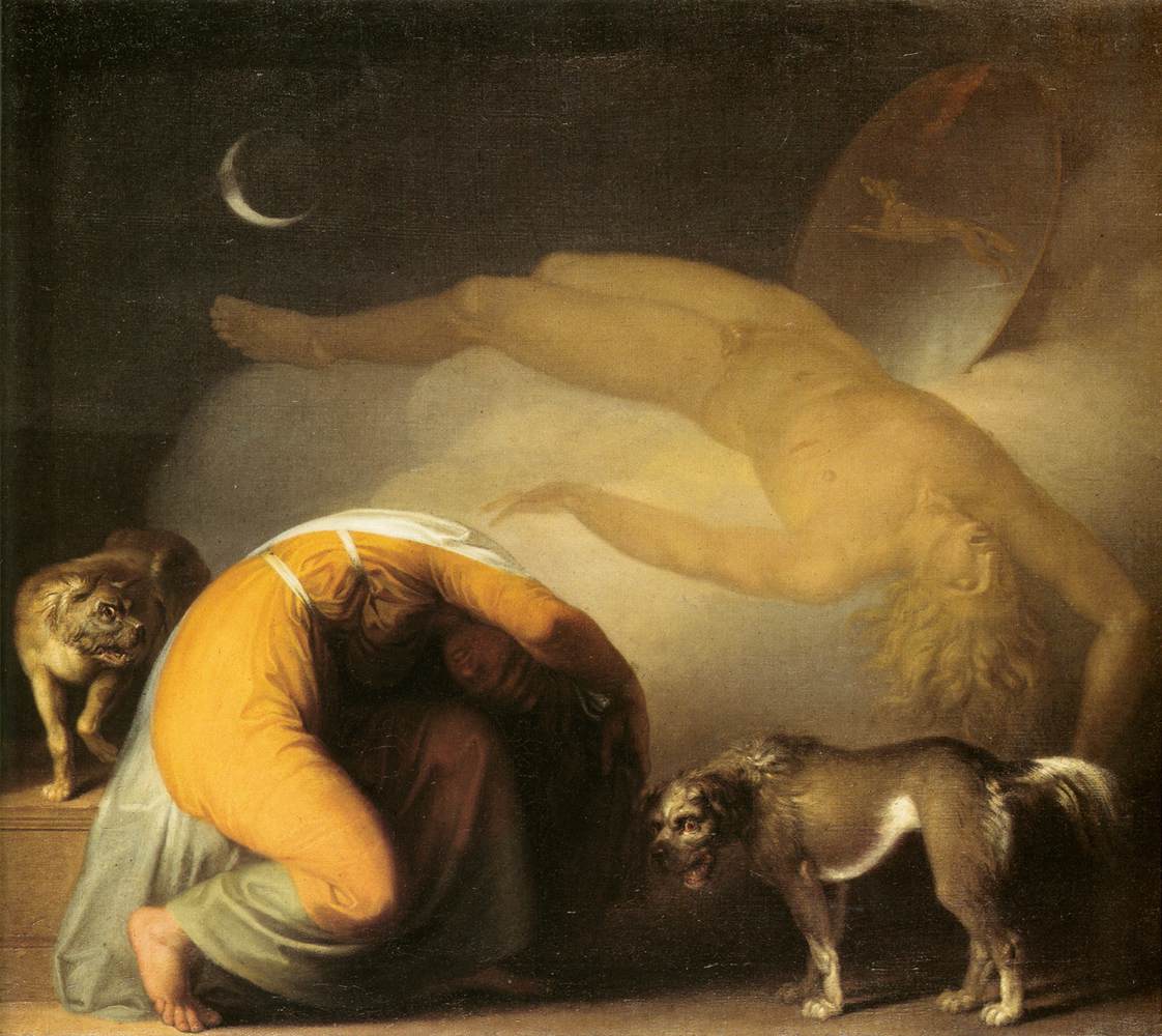 Culmin's Ghost Appears to His Mother (Culmins genfærd viser sig for moderen), vintage artwork by Nicolai Abraham Abildgaard, 12x8" (A4) Poster