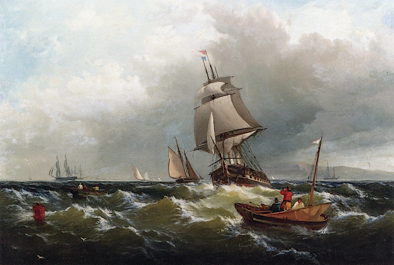 A Breezy Day off the Coast, vintage artwork by Edward Moran, 12x8" (A4) Poster