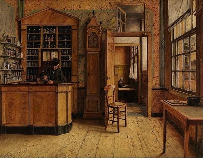 The old inn in Antwerp, vintage artwork by Henri de Braekeleer, 12x8" (A4) Poster