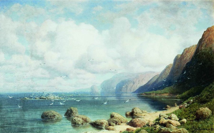 The Seashore, vintage artwork by Petr Sukhodolsky, 12x8" (A4) Poster