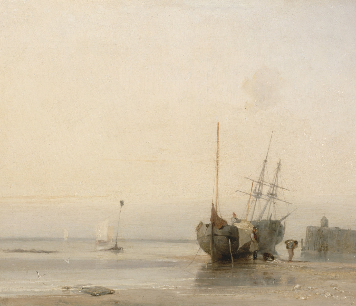 Calais Jetty, France, vintage artwork by Richard Parkes Bonington, A3 (16x12") Poster Print