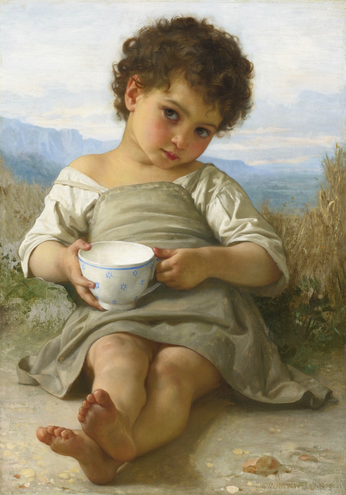 Cup of milk, vintage artwork by William Bouguereau, 12x8" (A4) Poster