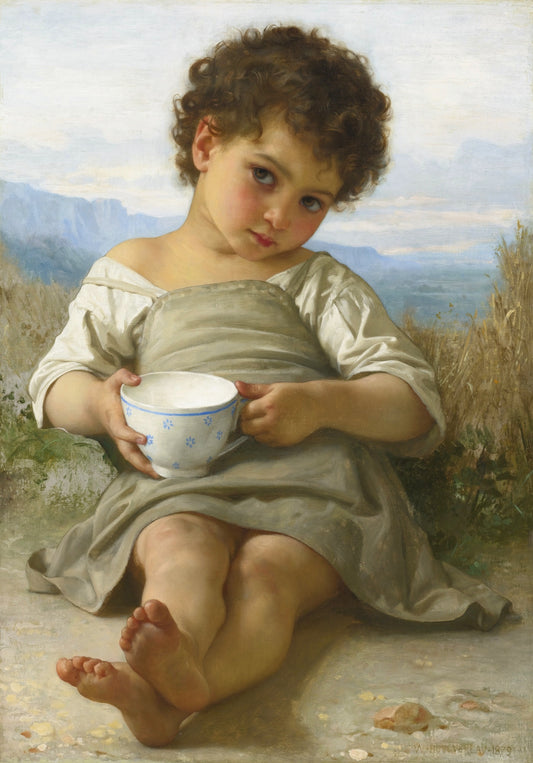 Cup of milk, vintage artwork by William Bouguereau, 12x8" (A4) Poster