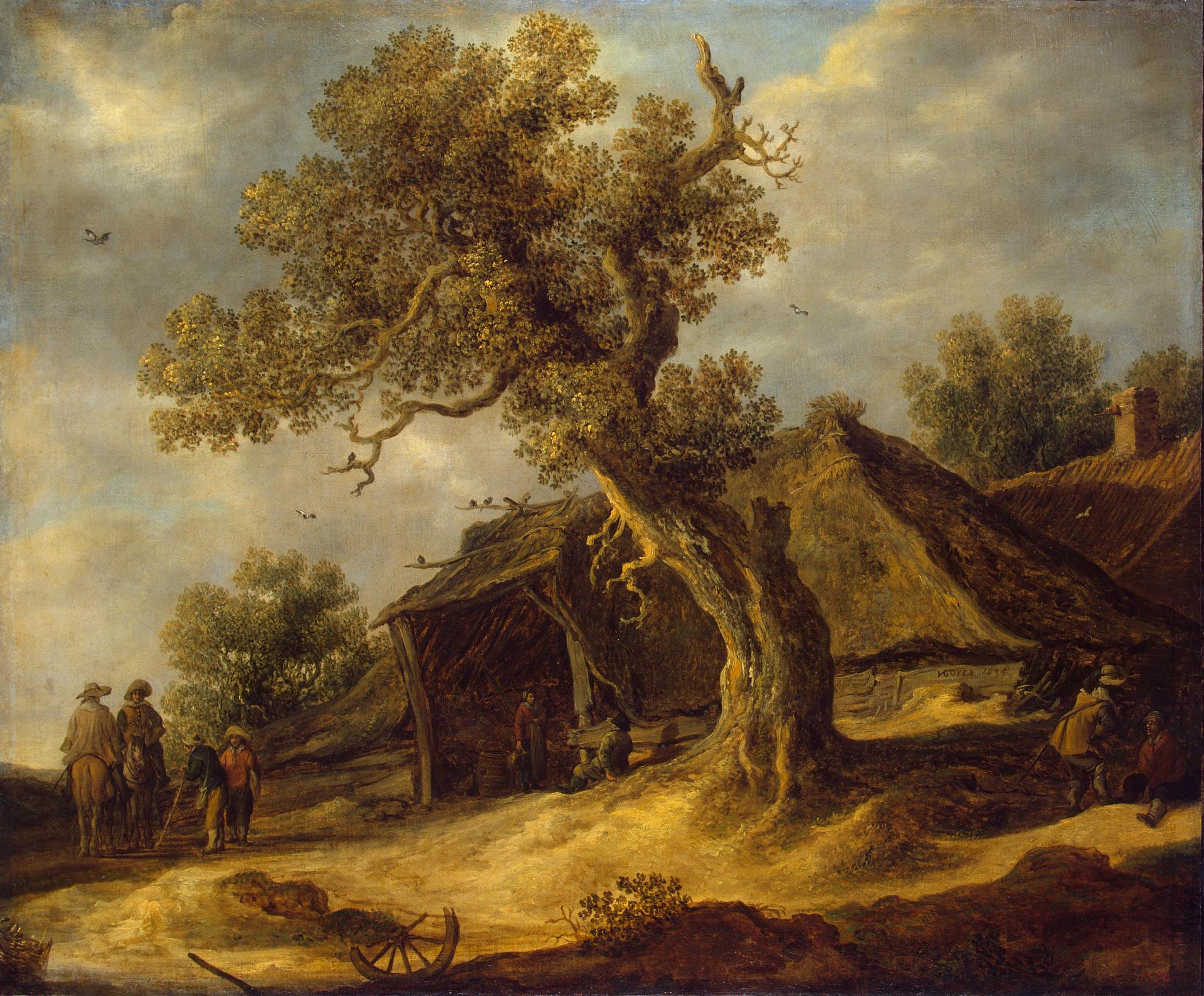 Landscape with Oak, vintage artwork by Jan van Goyen, 12x8" (A4) Poster