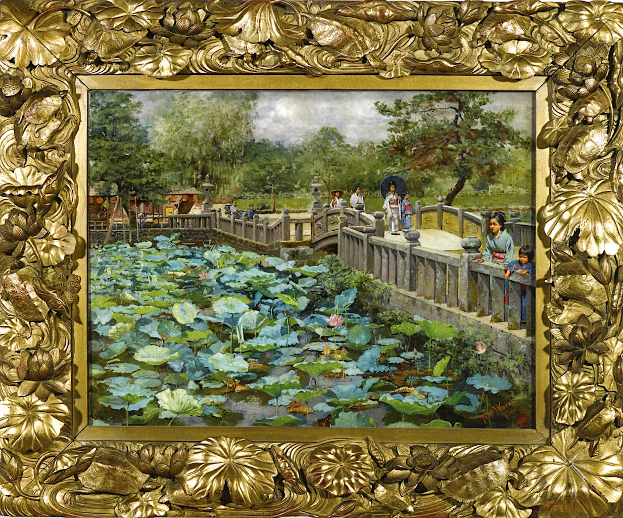 Lotus Pond, Shiba, Tokyo by Theodore Wores,A3(16x12")Poster