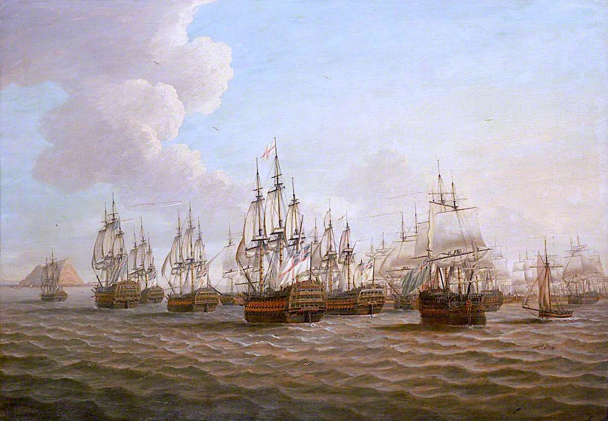 Rodney's Fleet Taking in Prizes after the Moonlight Battle, 16 January 1780, vintage artwork by Dominic Serres, 12x8" (A4) Poster