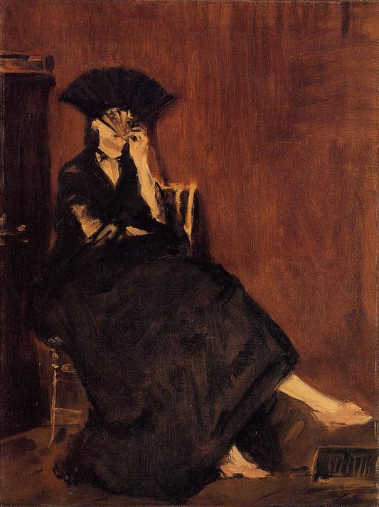 Berthe Morisot with a Fan, vintage artwork by Édouard Manet, 12x8" (A4) Poster