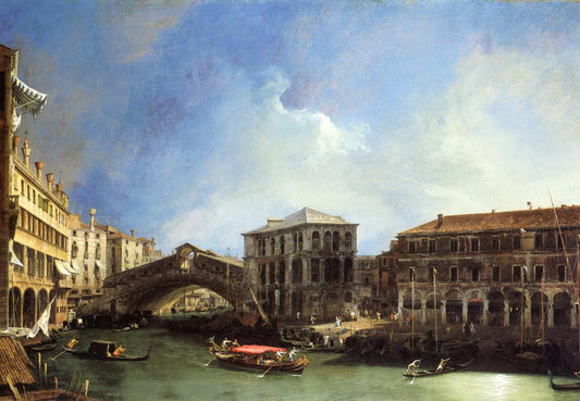 Grand Canal: the Rialto Bridge from the North, vintage artwork by Canaletto, 12x8" (A4) Poster