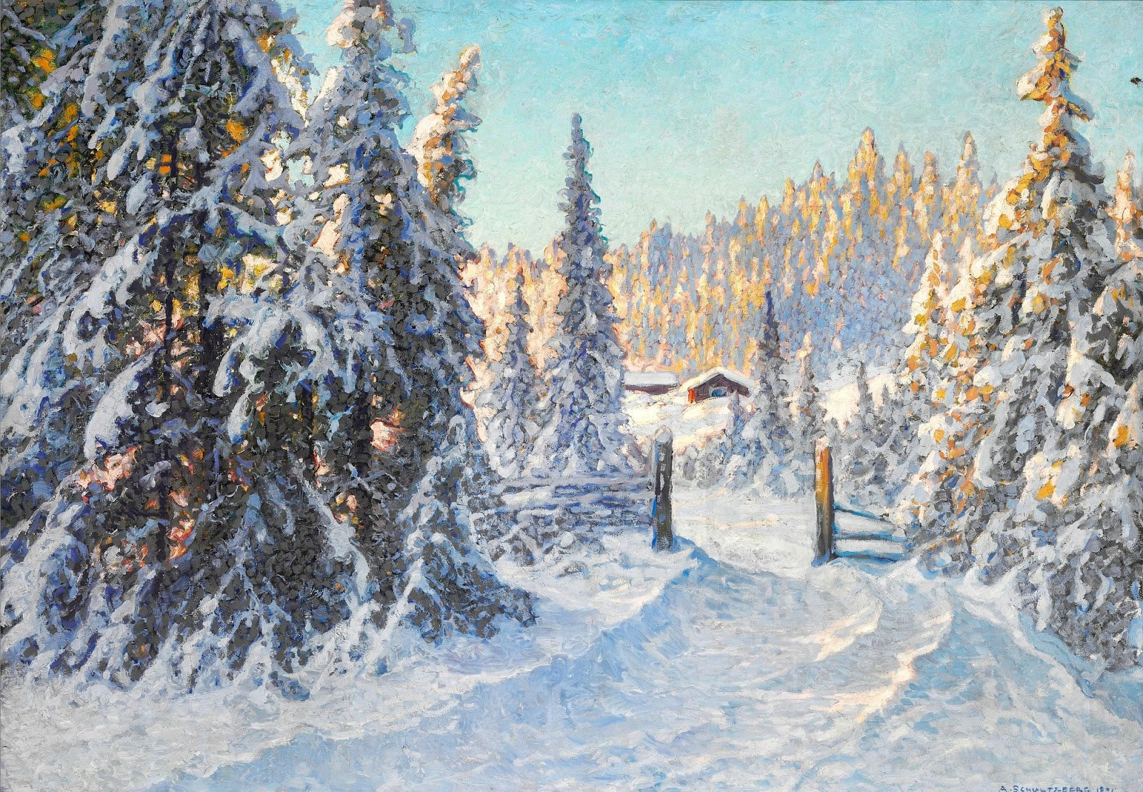 Morning after the Snowfall by Anshelm Schultzberg,A3(16x12")Poster