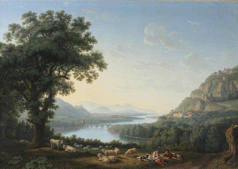 Imaginary Landscape with the River Volturno, vintage artwork by Jakob Philipp Hackert, 12x8" (A4) Poster