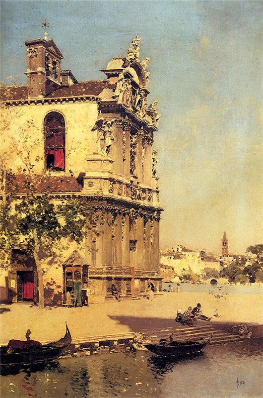 A View Of Venice, vintage artwork by Martin Rico y Ortega, 12x8" (A4) Poster