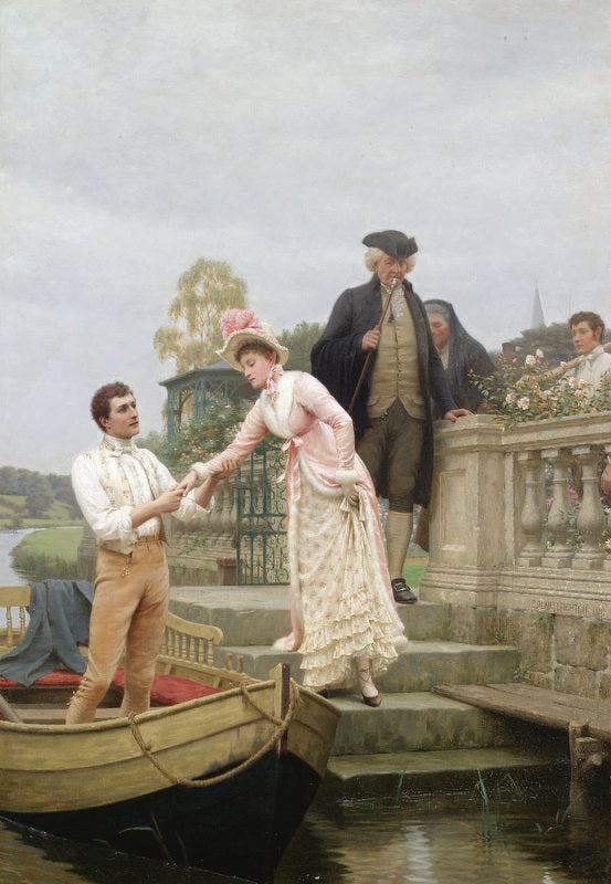 Lay Thy Sweet Hand in Mine and Trust in Me, vintage artwork by Edmund Blair Leighton, 12x8" (A4) Poster