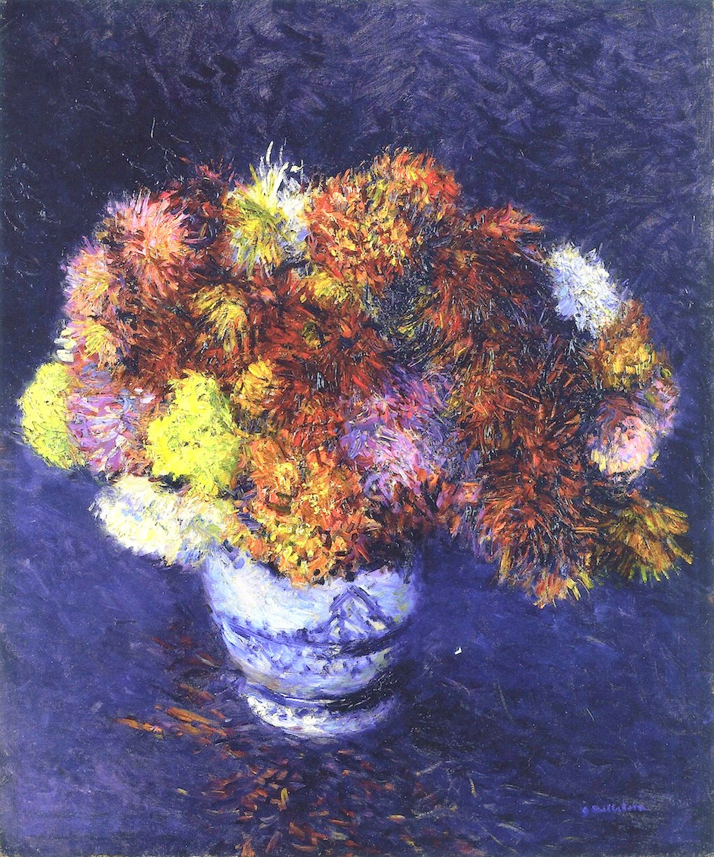Bouquet of Chrysanthemums, vintage artwork by Gustave Caillebotte, 12x8" (A4) Poster