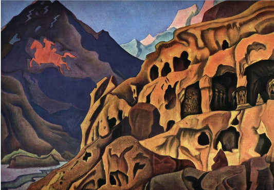 Caves, vintage artwork by Nicholas Roerich, 12x8" (A4) Poster
