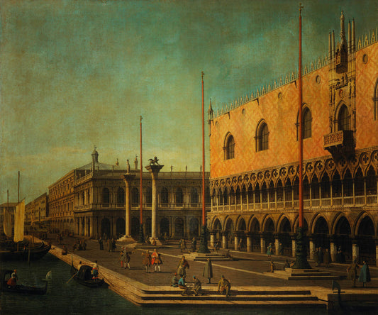 Caprice View of the Molo and the Doge's Palace, vintage artwork by Canaletto, 12x8" (A4) Poster