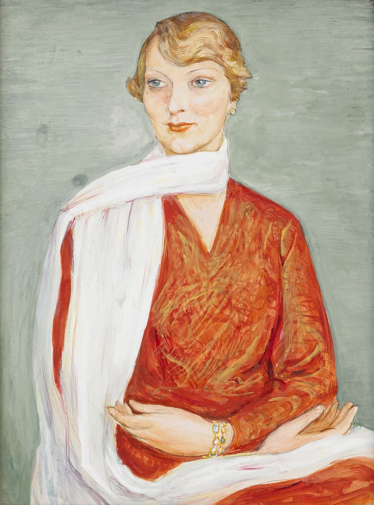 The lady with the white shawl by Nils Dardel,16x12(A3) Poster