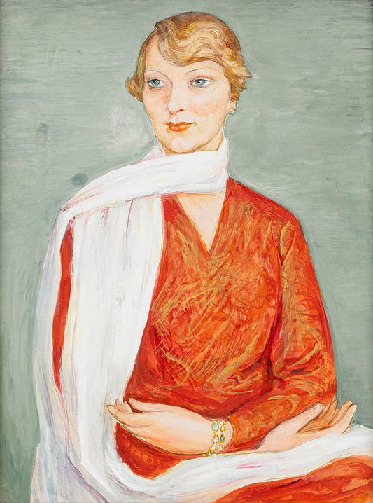 The lady with the white shawl by Nils Dardel,16x12(A3) Poster