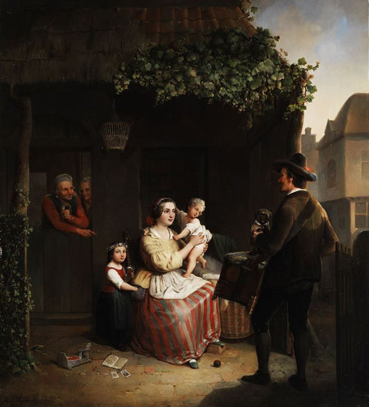 The Hurdy Gurdy Player, vintage artwork by Paul Haesaert, A3 (16x12") Poster Print