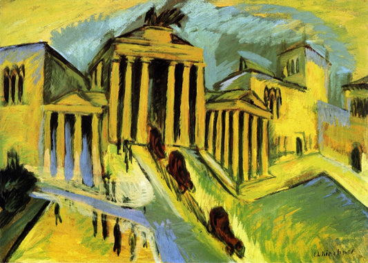 The Brandenberg Gate, Berlin, vintage artwork by Ernst Ludwig Kirchner, 12x8" (A4) Poster