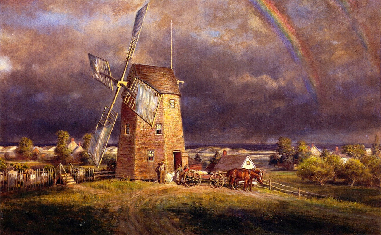 Old Hook Mill, East Hampton, vintage artwork by Edward Lamson Henry, 12x8" (A4) Poster