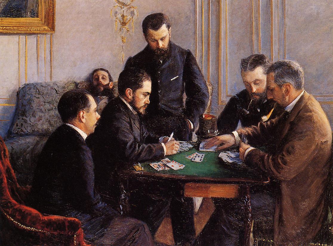 Game of Bezique, vintage artwork by Gustave Caillebotte, 12x8" (A4) Poster
