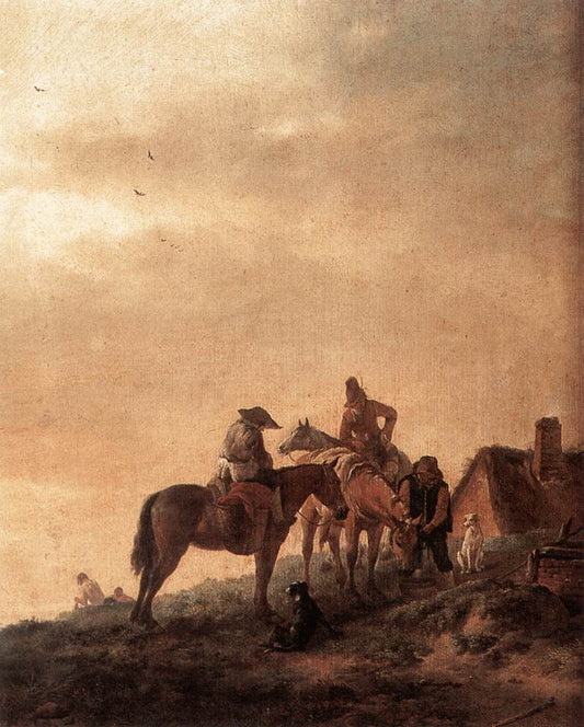 Rider's Rest Place, vintage artwork by Philips Wouwerman, 12x8" (A4) Poster