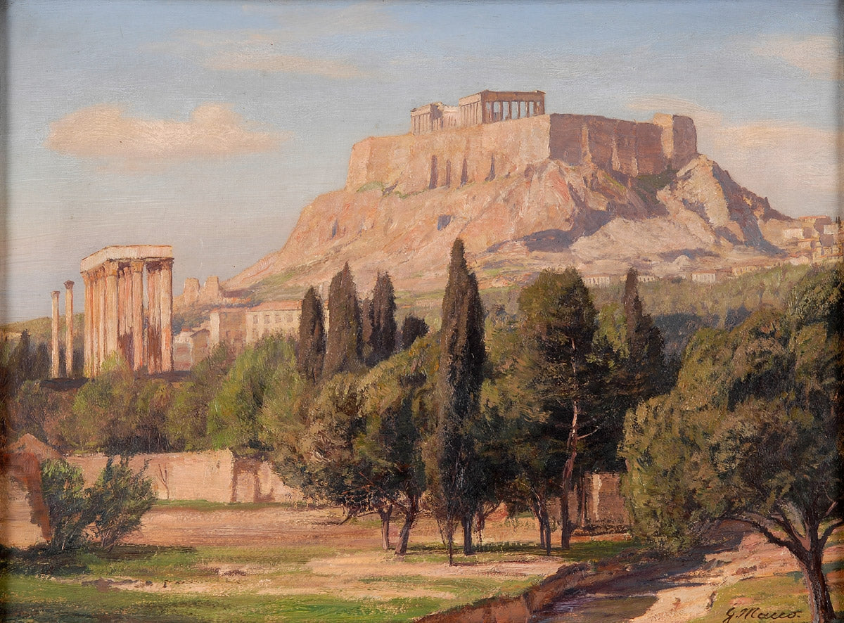 View of the Acropolis, vintage artwork by Georg Macco, 12x8" (A4) Poster