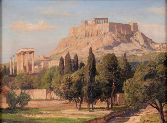 View of the Acropolis, vintage artwork by Georg Macco, 12x8" (A4) Poster