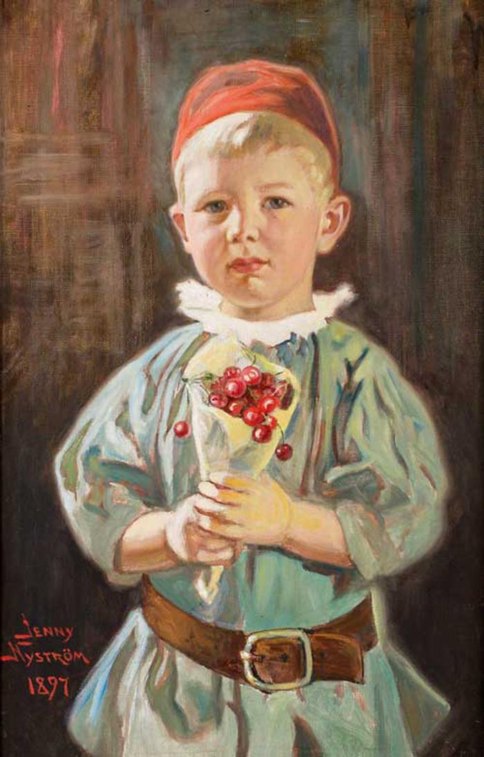 Boy with Cherries by Jenny Nystrom,A3(16x12")Poster