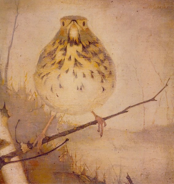 Thrush on a Branch, vintage artwork by Jan Mankes, 12x8" (A4) Poster