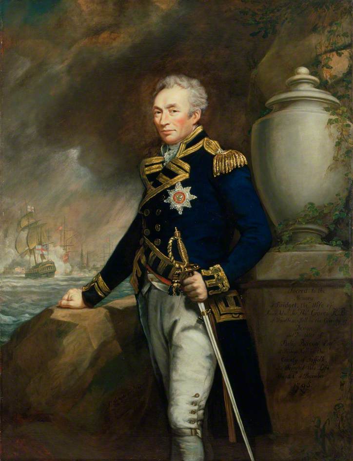 Sir Thomas Graves, Admiral, vintage artwork by James Northcote, 12x8" (A4) Poster
