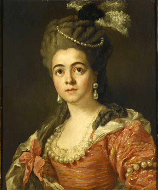 Portrait of Rosalie Levasseur, vintage artwork by Jean-Baptiste Van Loo, 12x8" (A4) Poster