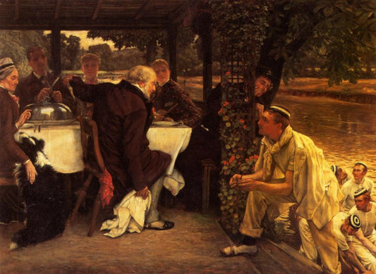 The Prodigal Son in Modern Life: the Fatted Calf, vintage artwork by James Tissot, 12x8" (A4) Poster
