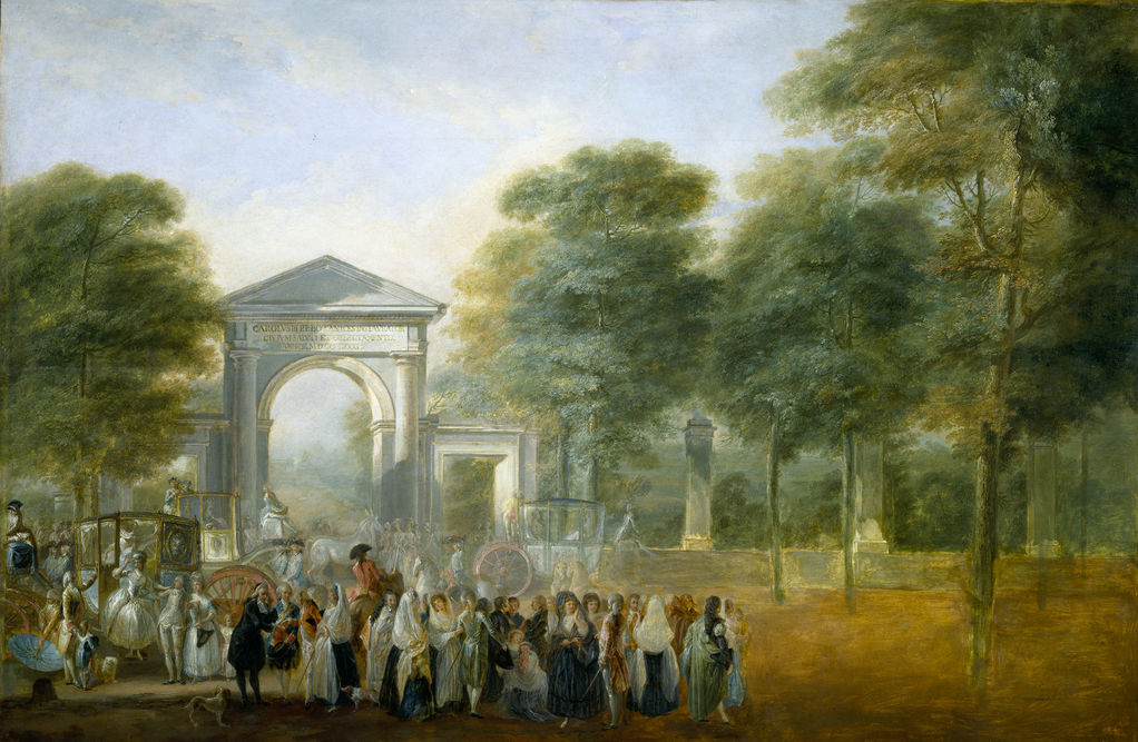 The Botanical Garden of Paseo del Prado, vintage artwork by Luis Paret y Alcazar, 12x8" (A4) Poster