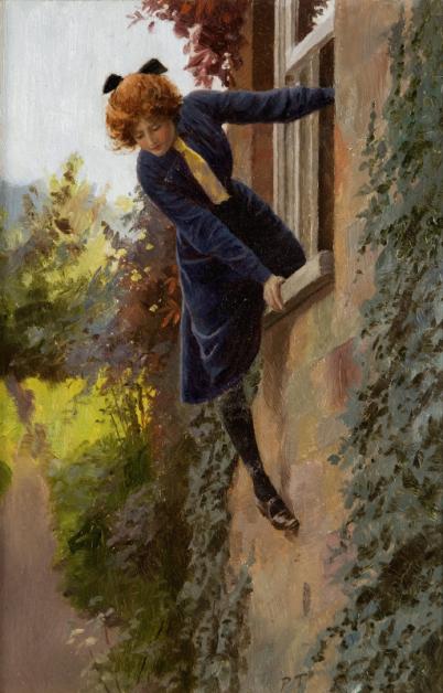 Leaving by the Window by Percy Tarrant,16x12(A3) Poster