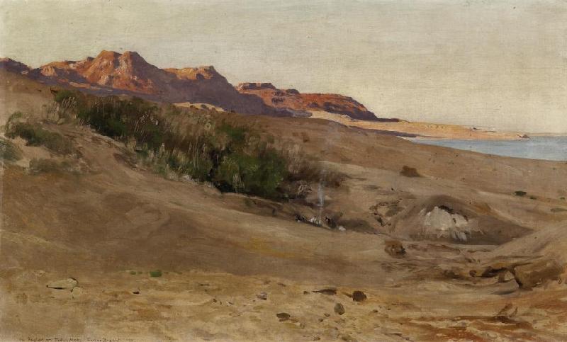Um-Baghek at the Dead Sea (Um-Baghek am Toten Meer), vintage artwork by Eugen Felix Prosper Bracht, 12x8" (A4) Poster