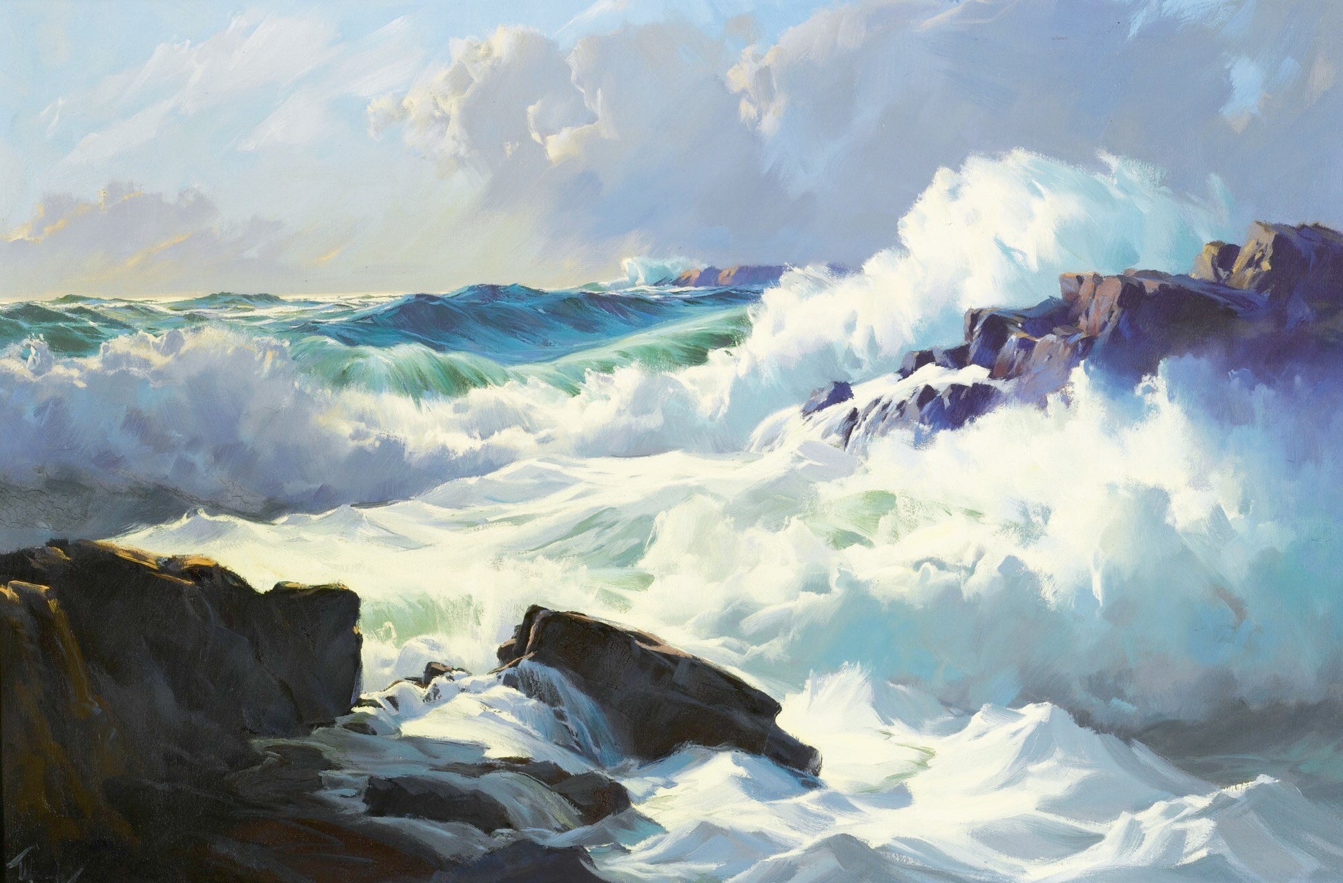 Breaking surf by Frederick Judd Waugh,A3(16x12")Poster