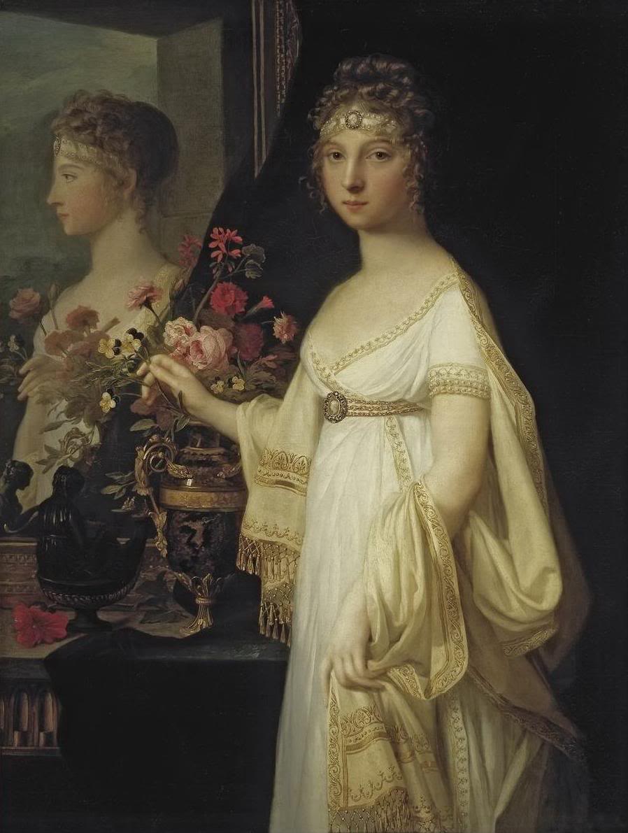 Elisabeth Alexeievna with a Mirror, vintage artwork by Jean Laurent Mosnier, 12x8" (A4) Poster