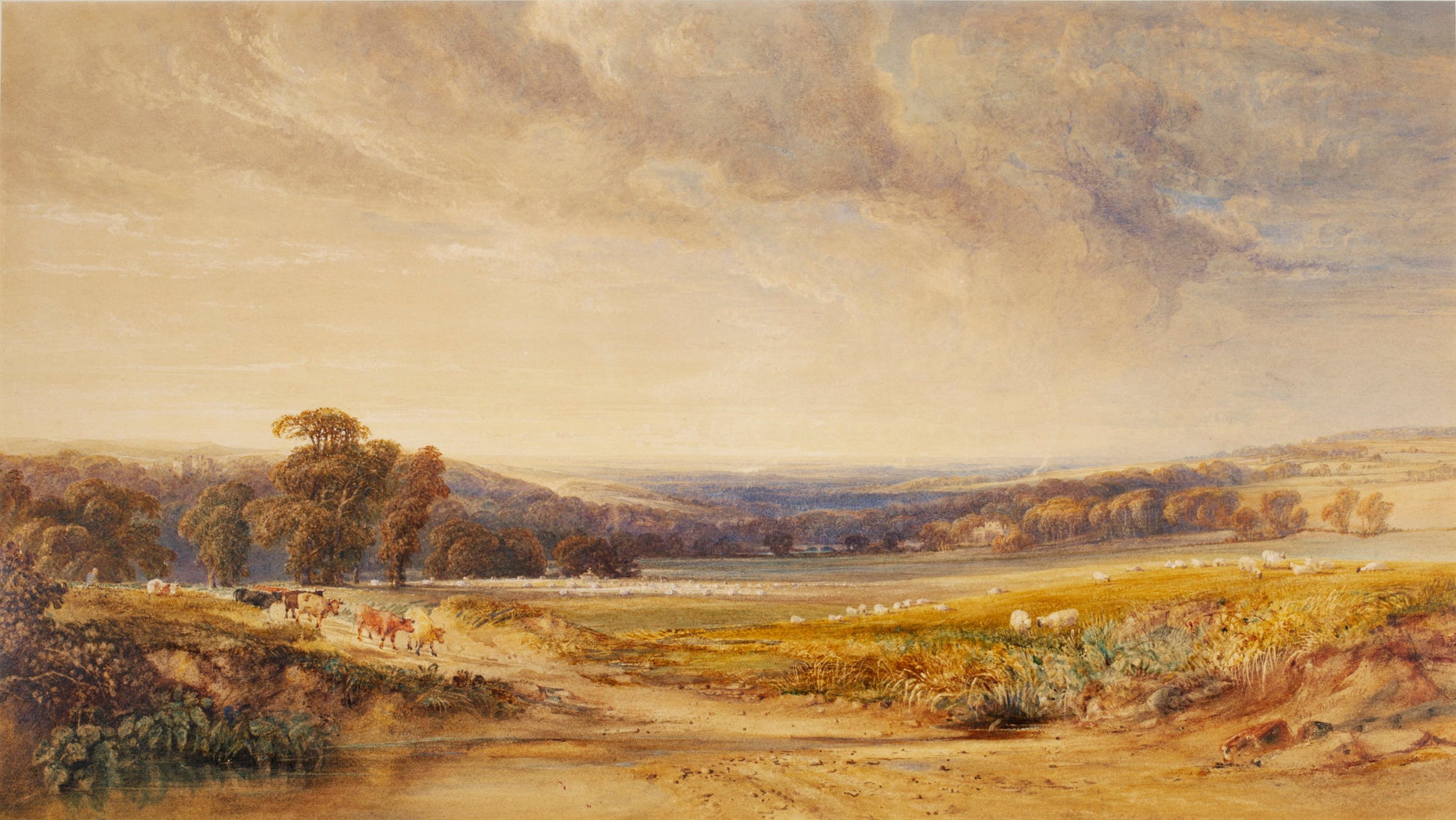 Vale of Irthing, Cumberland, vintage artwork by Anthony Vandyke Copley Fielding, 12x8" (A4) Poster