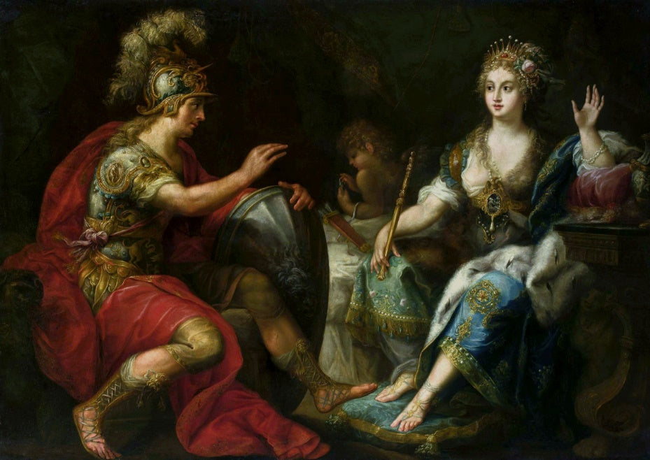 Aeneas and Dido, vintage artwork by Lorenzo Pasinelli, 12x8" (A4) Poster