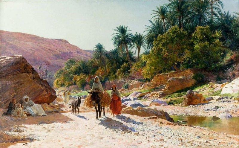 L'Oued de Bou Saâda by Eugene-Alexis Girardet,A3(16x12")Poster